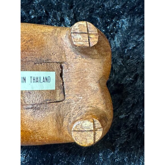 Primitive Hand-Carved Wooden Pig Figurine Made In Thailand - Picture 6 of 8